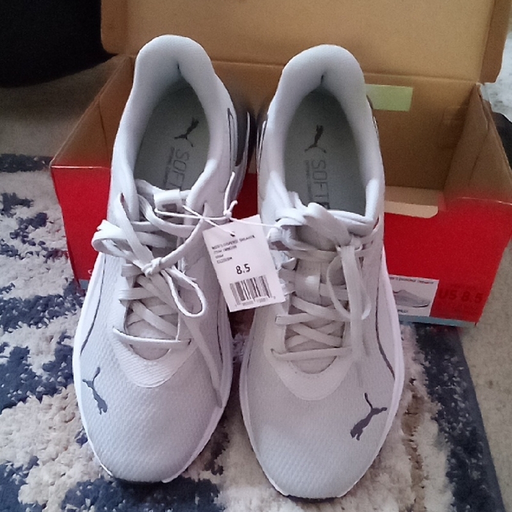Puma White and Gray Athletic Sneakers